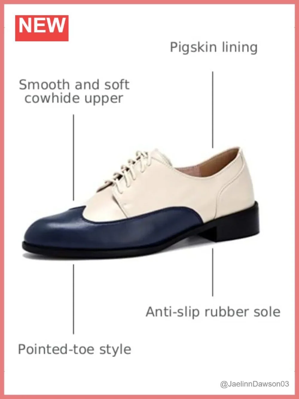 Women's Pointed-Toe Wintip Oxford Shoes Open-Vamp Vintage Lace-Up Block Heel